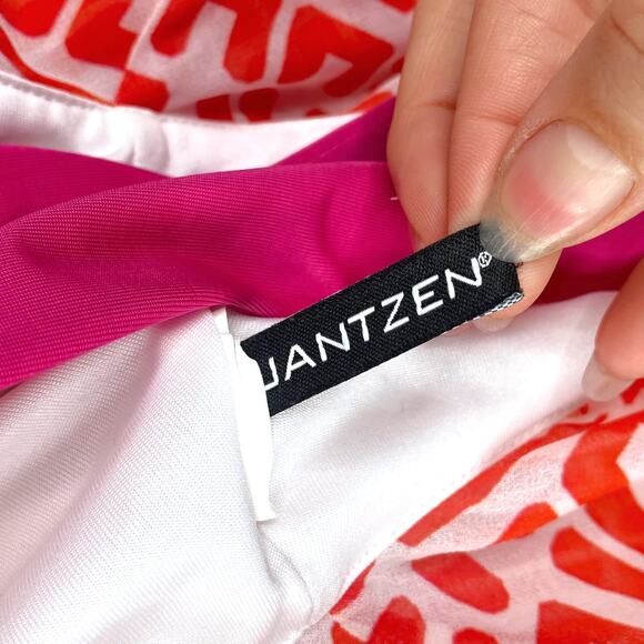 Jantzen Pink Orange Geometric Print Asymmetric Swim Cover Up Dress SZ M/L - Picture 10 of 10